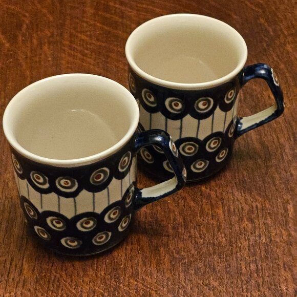 2 Polish Pottery Boleslawiec Mugs. Hand Painted - Picture 1 of 8